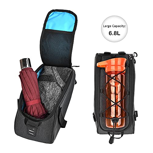 WOTOW Bolsa Trasera para Bicicleta, Multifuncional Bicicleta Bolsa de Asiento Trasero, Bolsa para Baúl bolsa para el Pecho Resistente al Agua Capacidad Masiva de 6.8L para Viajes al Aire Libre