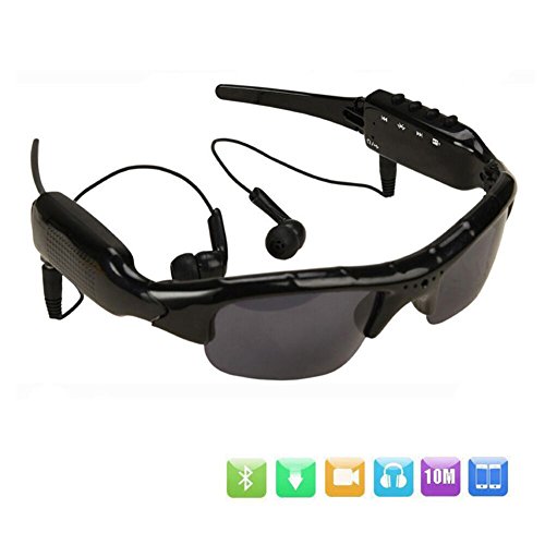 WOTUMEO Multifuncionales Gafas de Sol Bluetooth HD 1080P Cámara Mini DV Vídeo Manos Libres Gafas De Conducción Deportes Ciclismo Gafas De Sol Gafas Inteligentes con Tarjeta de Memoria de 8 GB