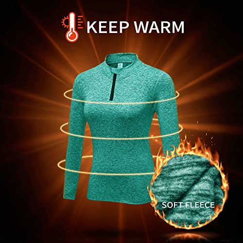 WOWENY 1/2 Zip Forro Polar con Cremallera Mujer Camiseta de Manga Larga para Mujer Sudadera de Half Zip Deporte Chaqueta Yoga Casual Corriendo Pull-Over Tops