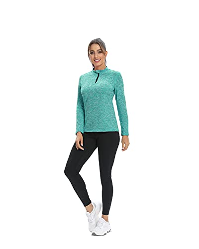 WOWENY 1/2 Zip Forro Polar con Cremallera Mujer Camiseta de Manga Larga para Mujer Sudadera de Half Zip Deporte Chaqueta Yoga Casual Corriendo Pull-Over Tops