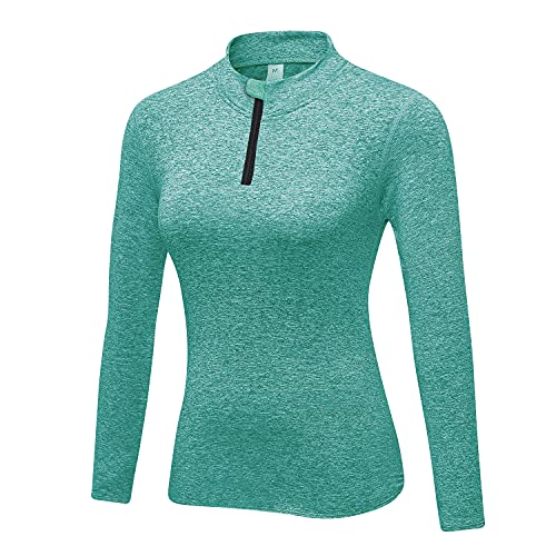 WOWENY 1/2 Zip Forro Polar con Cremallera Mujer Camiseta de Manga Larga para Mujer Sudadera de Half Zip Deporte Chaqueta Yoga Casual Corriendo Pull-Over Tops