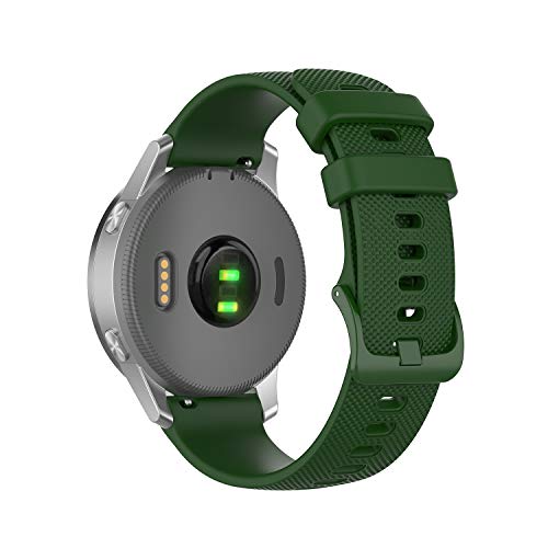 Wownadu 18MM Correa Compatible para Garmin Vivoactive 4S, Compatible para Garmin Vivomove 3S Correa Mujer Hombre Pulsera Recambio Sport Silicona Band Verde (sin Reloj)