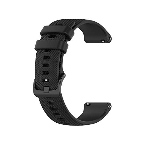 Wownadu 18MM Correa Compatible para Garmin Vivoactive 4S, Compatible para Garmin Vivomove 3S Correa Mujer Hombre Pulsera Recambio Sport Silicona Band Negro (sin Reloj)