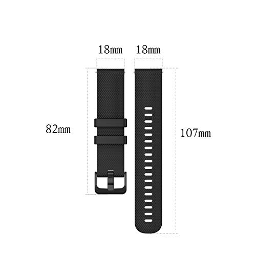 Wownadu 18MM Correa Compatible para Garmin Vivoactive 4S, Compatible para Garmin Vivomove 3S Correa Mujer Hombre Pulsera Recambio Sport Silicona Band Negro (sin Reloj)