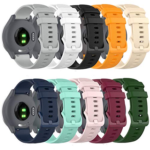 Wownadu 18MM Correa Compatible para Garmin Vivoactive 4S, Compatible para Garmin Vivomove 3S Correa Mujer Hombre Pulsera Recambio Sport Silicona Band Verde (sin Reloj)