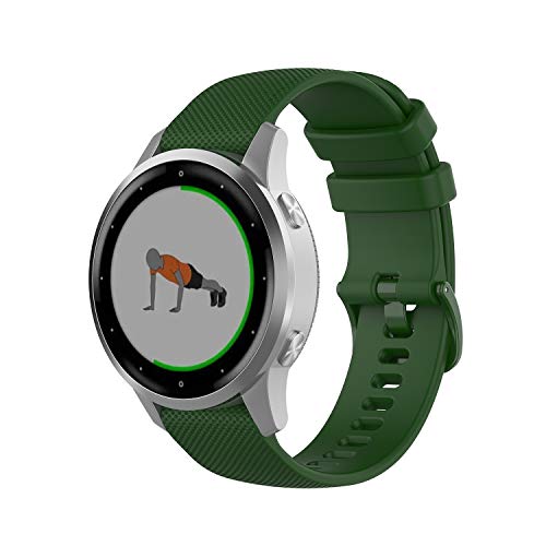 Wownadu 18MM Correa Compatible para Garmin Vivoactive 4S, Compatible para Garmin Vivomove 3S Correa Mujer Hombre Pulsera Recambio Sport Silicona Band Verde (sin Reloj)