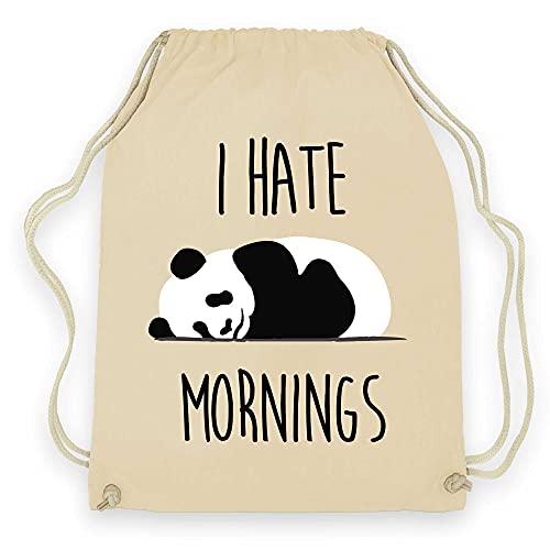 wowshirt Mochila de Cuerdas I Hate Mornings Panda odio el fin de semana de la mañana, Color:Natural