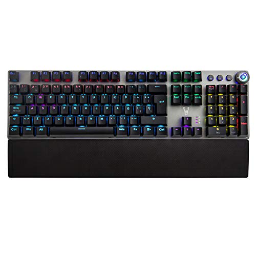 Woxter Stinger RX 1000 Kr - Teclado gaming mecánico, Estructura de aluminio, Micro Switch KRGD, retroiluminado, Anti-Ghosting, cable de nylon, compatible PC/PS4/Fortnite/Apex Legends