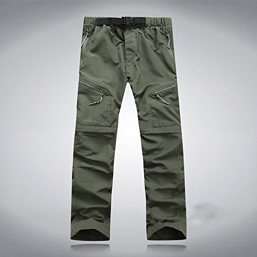 WOYAOFEI Pantalones de deporte para hombre, de senderismo, de secado rápido, desmontables, para exteriores, finos, chinos, cargo, impermeables, para MTB, largo/corto., verde, S