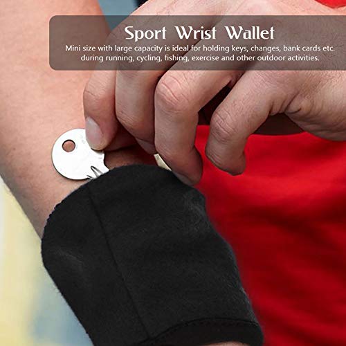 Wristband Wallet, Cartera de Muñeca Outdoor Sport Running Jogging Exercise Gym Wrist Band Wristband Wallet para Correr, Fitness, Ciclismo, Senderismo, Camping, Deportes,5 Colores(Negro)