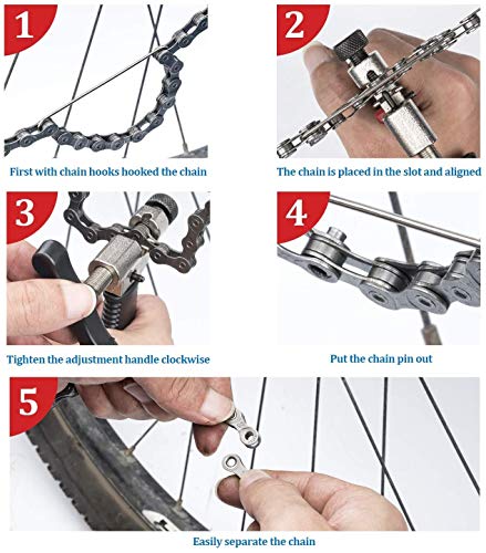 Wuudi Herramienta de cadena de bicicleta, Cadena de Bicicleta, eslabón rápido, herramienta de cierre abierto, alicates de eslabones de bicicleta + divisor de interruptor de cadena