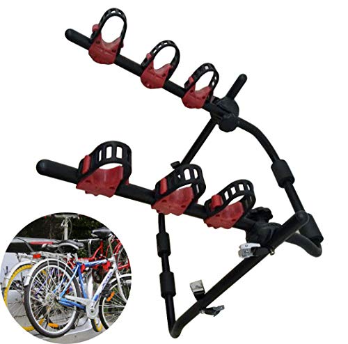 WVIVW Portabicicletas Porton Trasero Universal 2 Bicis Baca Coche Portabicis para Coche con Correas Plegable Bicicletas Electrica Porta-Bicis Auto Soporte de Bici baca para Bicicletas Bike Acero