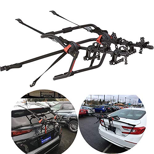 WVIVW Portabicicletas Porton Trasero Universal 3 Bicis Baca Coche Portabicis para Coche con Correas Plegable Bicicletas Electrica Porta-Bicis Auto Soporte de Bici baca para Bicicletas Bike Acero