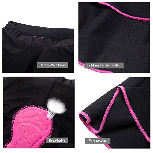 WWAIHY Culotte Ciclismo Verano Mujer,Ropa Interior Ciclismo Gel 3D Acolchado,MTB Deporte Culotte con Badana Transpirable Secado Rápido,Bicicletas Mountain Bike Pantalones Cortos(Size:SG,Color:Negro)