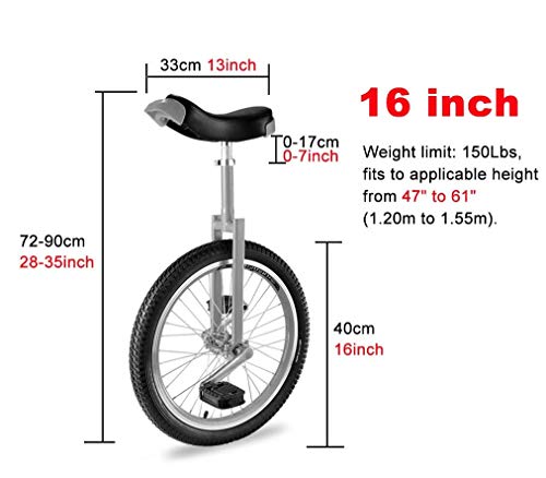 WYFX 16 & # 34; 18 & # 34; 20 & # 34; Entrenador de Ruedas Monociclo, Equilibrio de neumáticos Antideslizante Ajustable Uso en Bicicleta para Principiantes Ejercicio para Adultos Ciclo Divertido