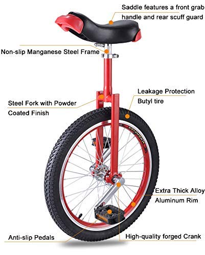 WYFX 16 & # 34; 18 & # 34; 20 & # 34; Entrenador de Ruedas Monociclo, Equilibrio de neumáticos Antideslizante Ajustable Uso en Bicicleta para Principiantes Ejercicio para Adultos Ciclo Divertido