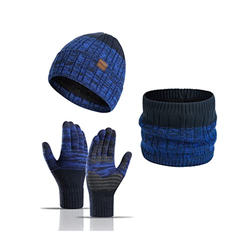 WYH Guantes de Invierno Sombrero Bufanda Y Guante Sistema De Guante Sombreros De Invierno 3 Piezas Cuello Cálculo Y Guantes De Pantalla Táctil For Mujeres Guantes Moto