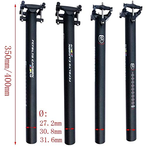 WYJW 27.2/30.8/31.6/33.9/34.9 Mm Tija de sillín, Tija de sillín de Bicicleta de Peso Ligero de Carbono Completo 3K, para Bicicleta MTB, Poste de sillín de Bicicleta de Carretera