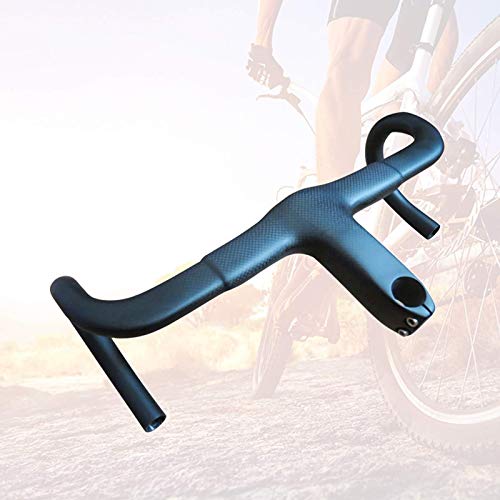 WYJW Manillar Integrado, Manillar de Carbono Manillar de Bicicleta de Carretera Sin Logotipo Negro 3K Matt/Gloss Carbon Manillar de Carretera Vástago Integrado Manillar de Bicicleta d