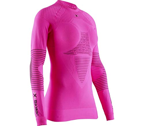 X-Bionic Camiseta Ml con Redondo Energizer 4.0 Mujer, Rosa (Neon Flamingo/Anthracite), m (NG-YT06W19W)