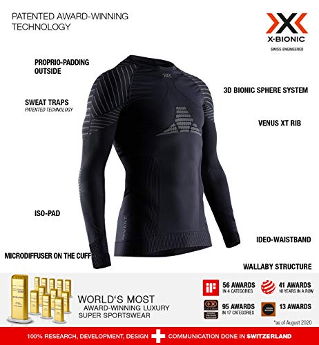 X-Bionic Camiseta Ml C/Redondo Invent 4.0 Hombre Negro, L, IN-WT06W19M