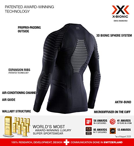 X-Bionic Camiseta Ml C/Redondo Invent 4.0 Hombre Negro, L, IN-WT06W19M