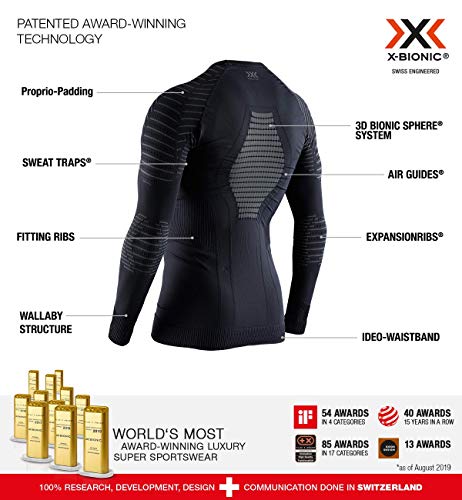X-Bionic Camiseta Ml C/Redondo Invent 4.0 Hombre Negro, L, IN-WT06W19M
