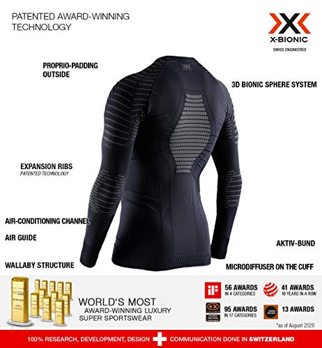 X-Bionic Camiseta Ml C/Redondo Invent 4.0 Hombre Negro, XL