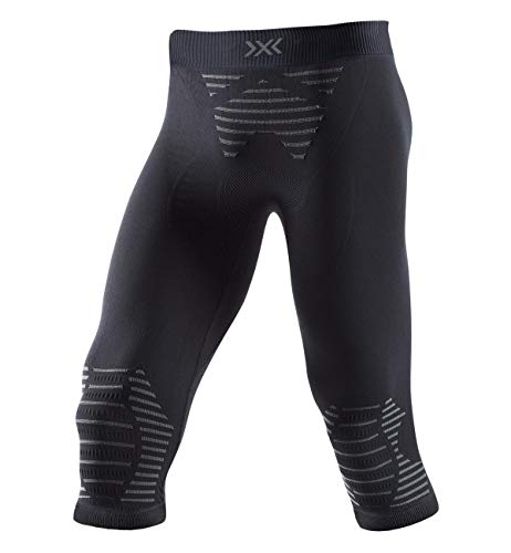 X-Bionic Invent 4.0 Pants 3/4 Men Pantalones Deportivos, Capa Base, Running Jogging Training Fitness Gym para Hombre, Hombre, Black/Charcoal, S