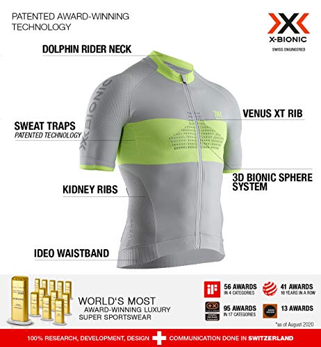 X-Bionic Maillot M/C Regulator Bike Race Zip Hombre Shirt, Gris