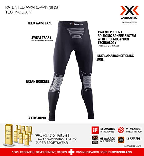X-Bionic Malla Larga Energizer 4.0 Hombre, Negro (Opal Black/Arctic White), l (NG-YP05W19M)