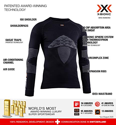 X-Bionic NG-YT06W19M Camiseta Ml C/Redondo Energizer 4.0 Hombre, Negro (Opal Black/Arctic White), L