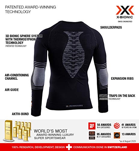 X-Bionic NG-YT06W19M Camiseta Ml C/Redondo Energizer 4.0 Hombre, Negro (Opal Black/Arctic White), L