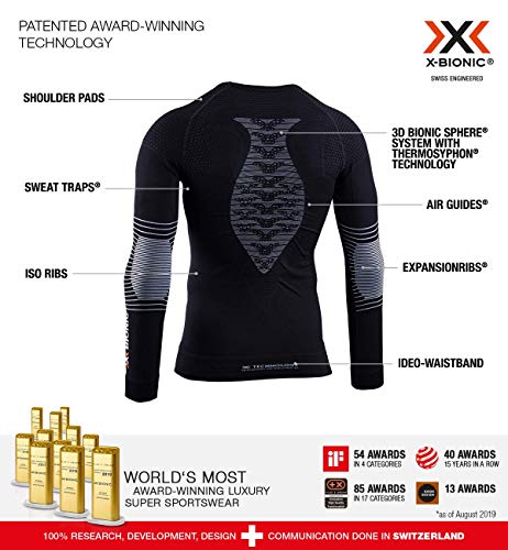 X-Bionic NG-YT06W19M Camiseta Ml C/Redondo Energizer 4.0 Hombre, Negro (Opal Black/Arctic White), L