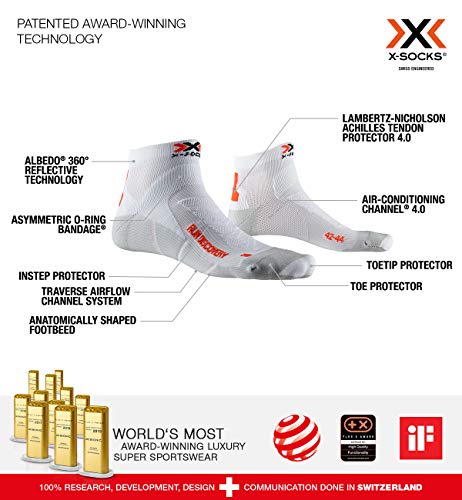 X-Bionic Run Discovery Calcetín Térmico, Hombre, Blanco, 42-44