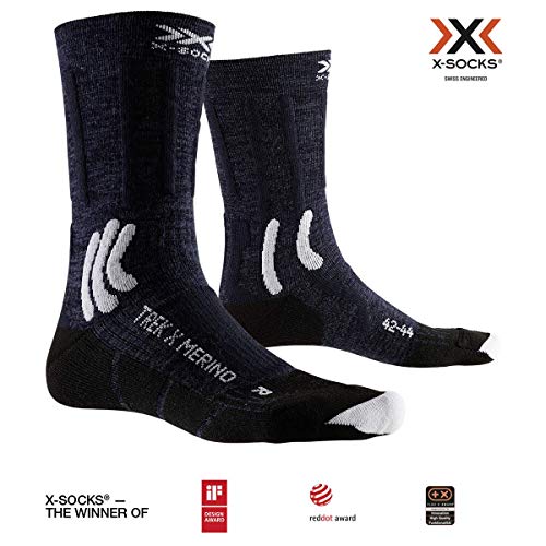 X-Bionic Trek X Merino Calcetín Térmico, Hombre, Azul, 42-44