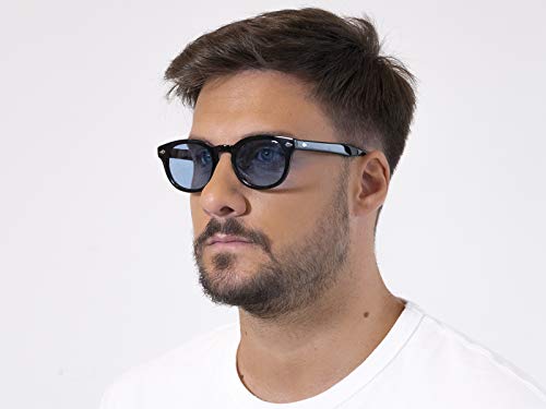 X-LAB Gafas de sol 8004 estilo moscot lentes polarizadas unisex (negro, azul)