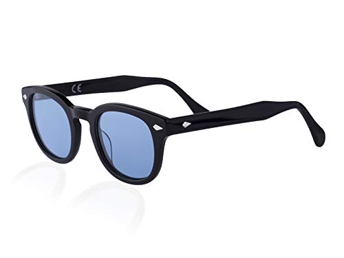 X-LAB Gafas de sol 8004 estilo moscot lentes polarizadas unisex (negro, azul)