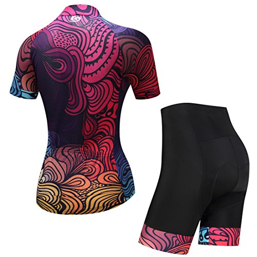 X-Labor Maillot de ciclismo para mujer, camiseta de manga corta y pantalón corto con acolchado 3D para el asiento