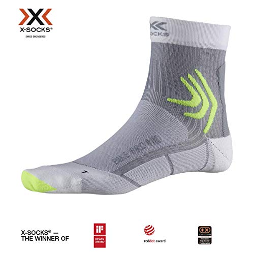 X-Socks Bike Pro Mid Socks, Unisex Adulto, Arctic White/Dolomite Grey, 35-38
