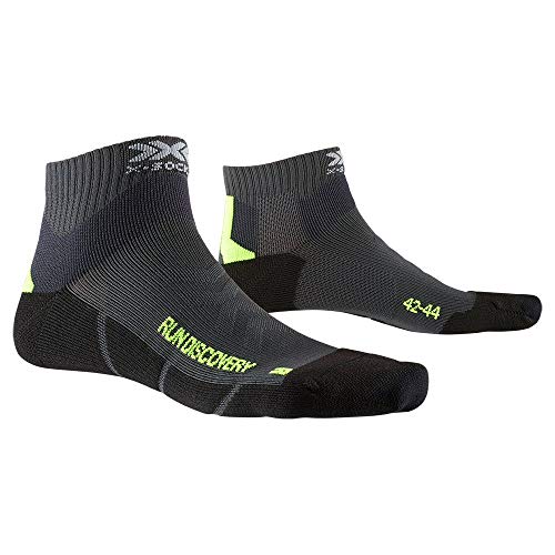 X-Socks Run Discovery Calcetines Deportivos Calcetines Para Correr Hombre Mujer Socks Calcetines, Unisex adulto, Charcoal / Phyton Yellow / Black, 35/38