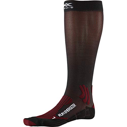 X-Socks Run Energizer Socks, Unisex Adulto, Dark Ruby/Opal Black, 42-44