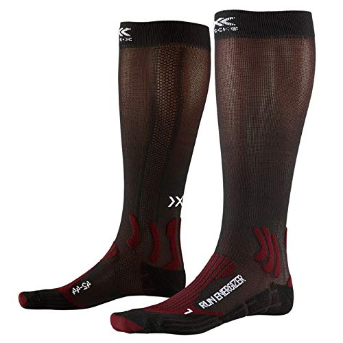 X-Socks Run Energizer Socks, Unisex Adulto, Dark Ruby/Opal Black, 42-44