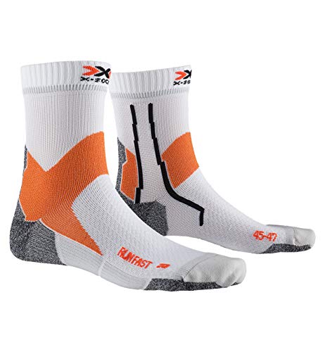 X-Socks Run Fast Socks, Unisex Adulto, Arctic White/Sunset Orange, 42-44