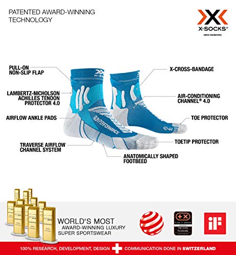 X-Socks Run Performance Socks, Unisex Adulto, Teal Blue/Pearl Grey, 42-44