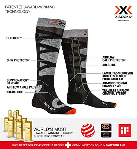 X-Socks Ski Control 4.0 Invierno Calcetines De Esquí, Hombre, Anthracite Stone Grey Melange, 42/44