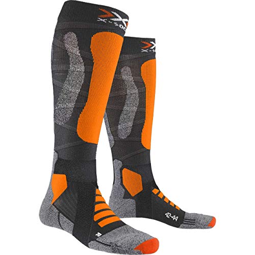 X-Socks Ski Touring Silver 4.0 Invierno Calcetines De Esquí, Hombre, Anthracite Melange/Orange Fluo, 42/44