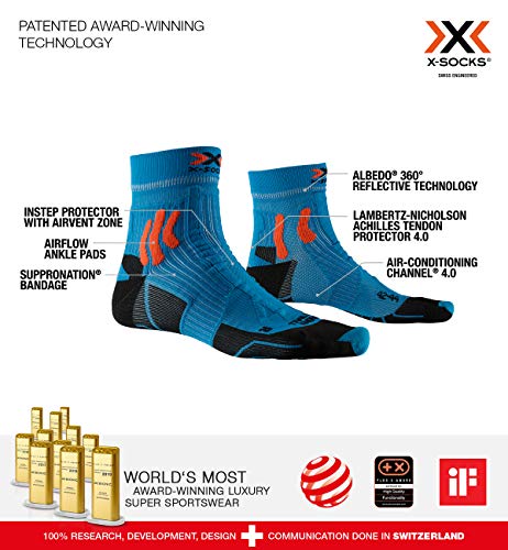 X-Socks Trail Run Energy Socks, Unisex Adulto, Teal Blue/Sunset Orange, 42-44