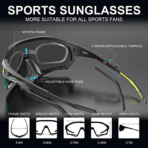 X-TIGER Gafas Ciclismo CE Certificación Polarizadas con 5 Lentes Intercambiables UV 400 Gafas,Ligero y cómodo de llevar, Variedad de estilos,Aplicar para