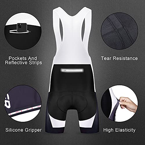 X-TIGER Hombres de Bicicleta con 5D Gel Acolchado MTB Ciclismo Tirantes Culotte Pantalones Cortos Culotes